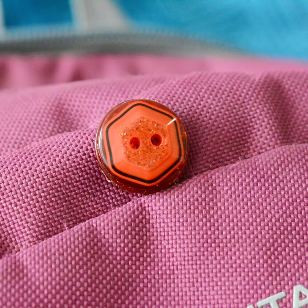 Handmade Red Upcycled Button Pin - Picture 6 of 6